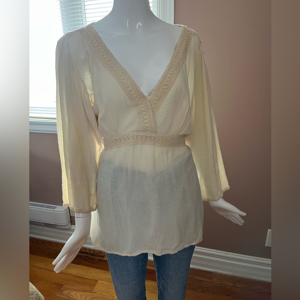 Sonoma Cream 3/4 Sleeve Relaxed Blouse